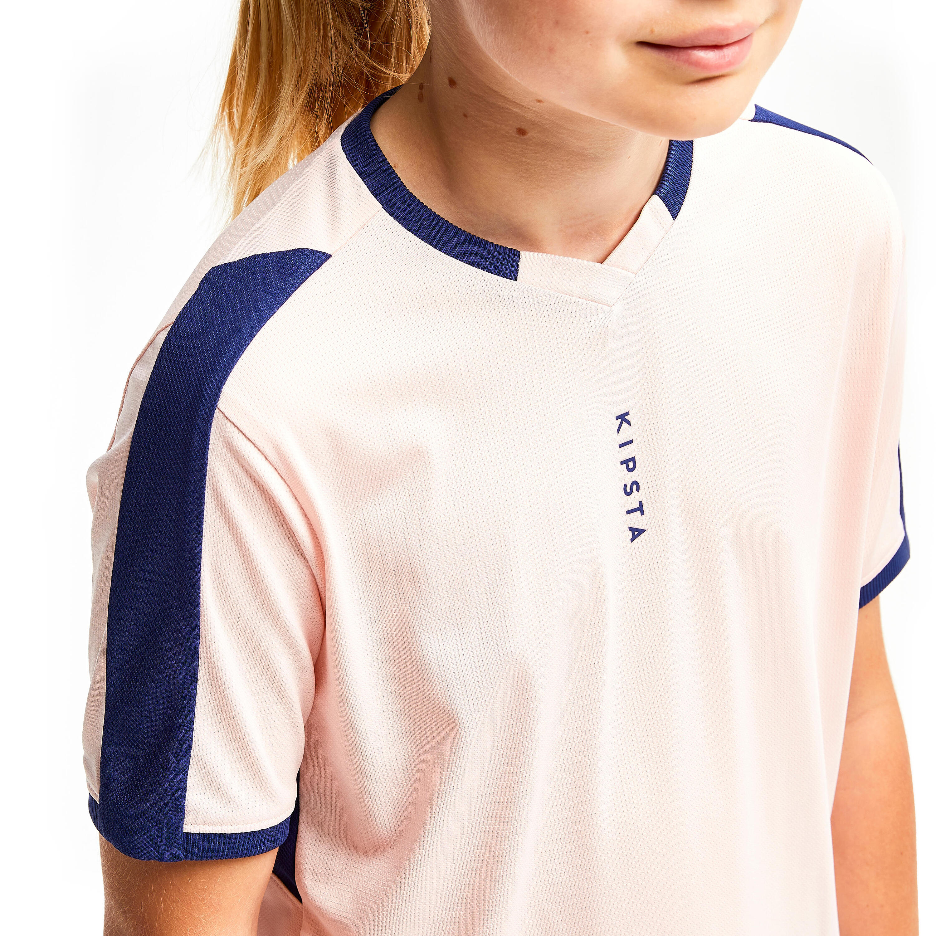 Girls' Short-Sleeved Football Jersey F500 - Pink 2/6