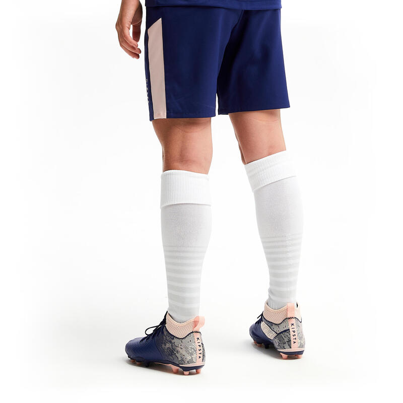 SHORT DE FOOTBALL FILLE F500 BLEU ET ROSE