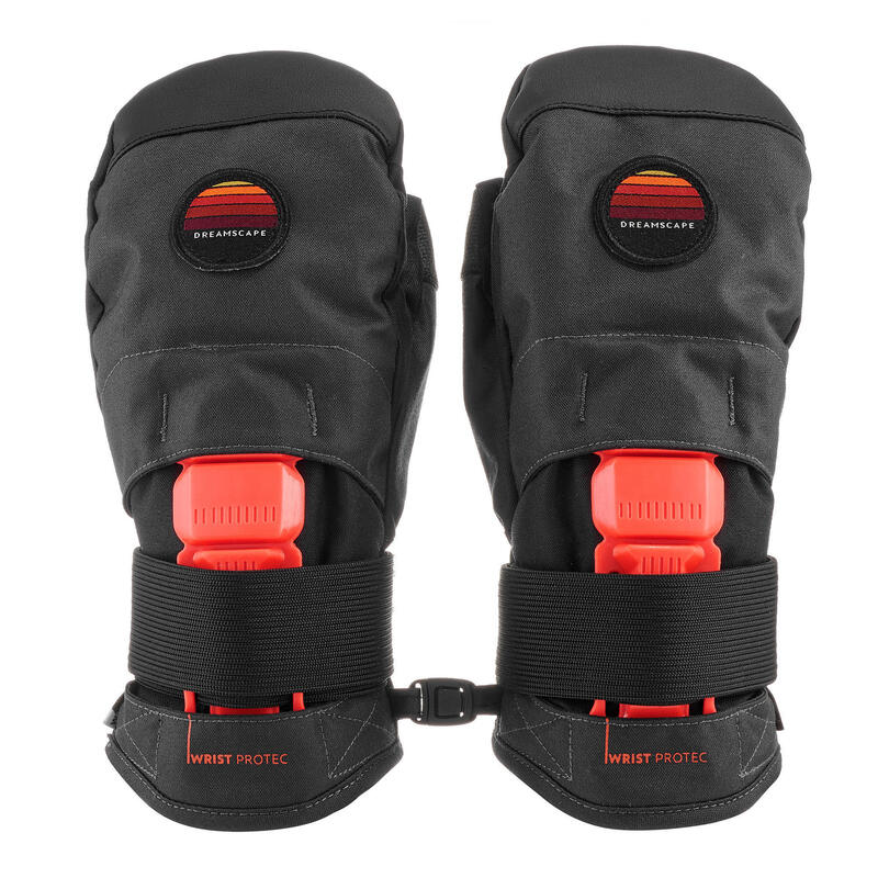 Luvas sem dedos de snowboard MI 500 Protect, Criança, preto e laranja