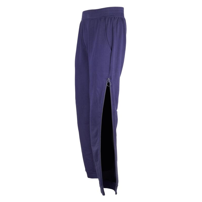 Pantaloni uomo fitness cotone con zip laterali blu