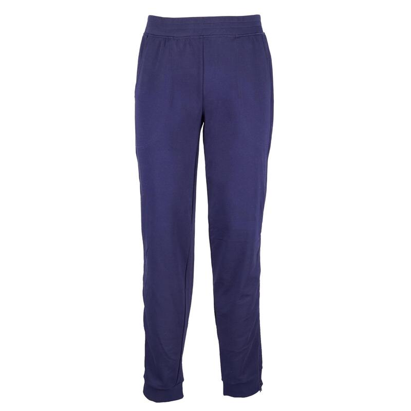 Pantaloni uomo fitness cotone con zip laterali blu