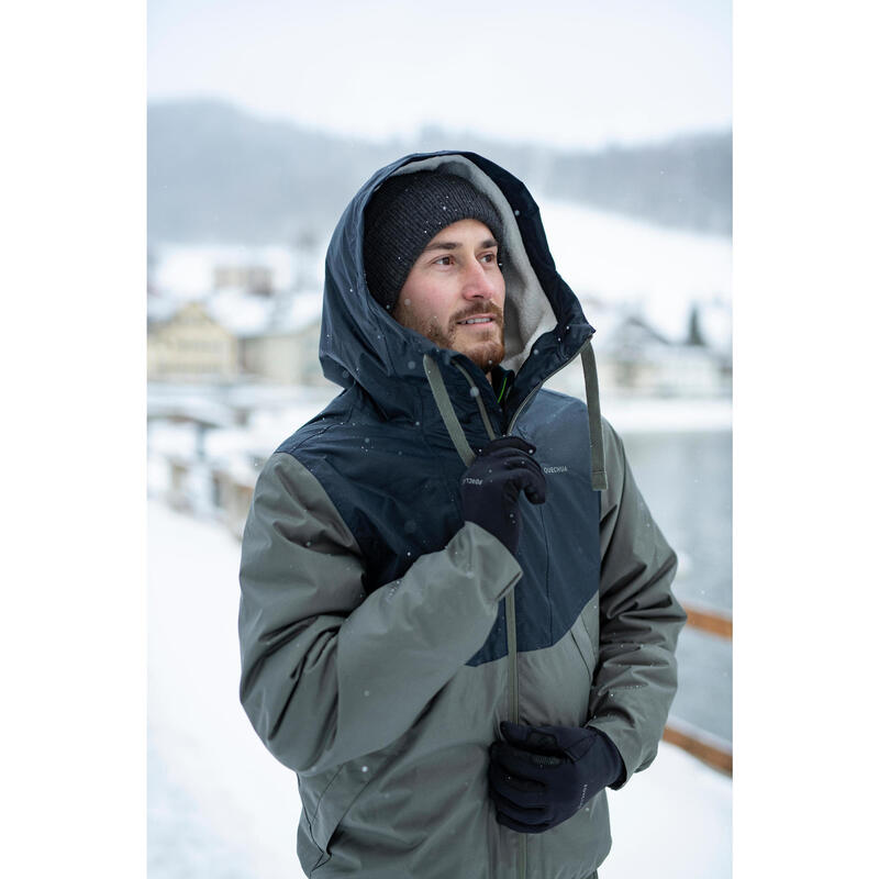 Winterjacke Herren bis -5°C wasserdicht Winterwandern - SH100 khaki