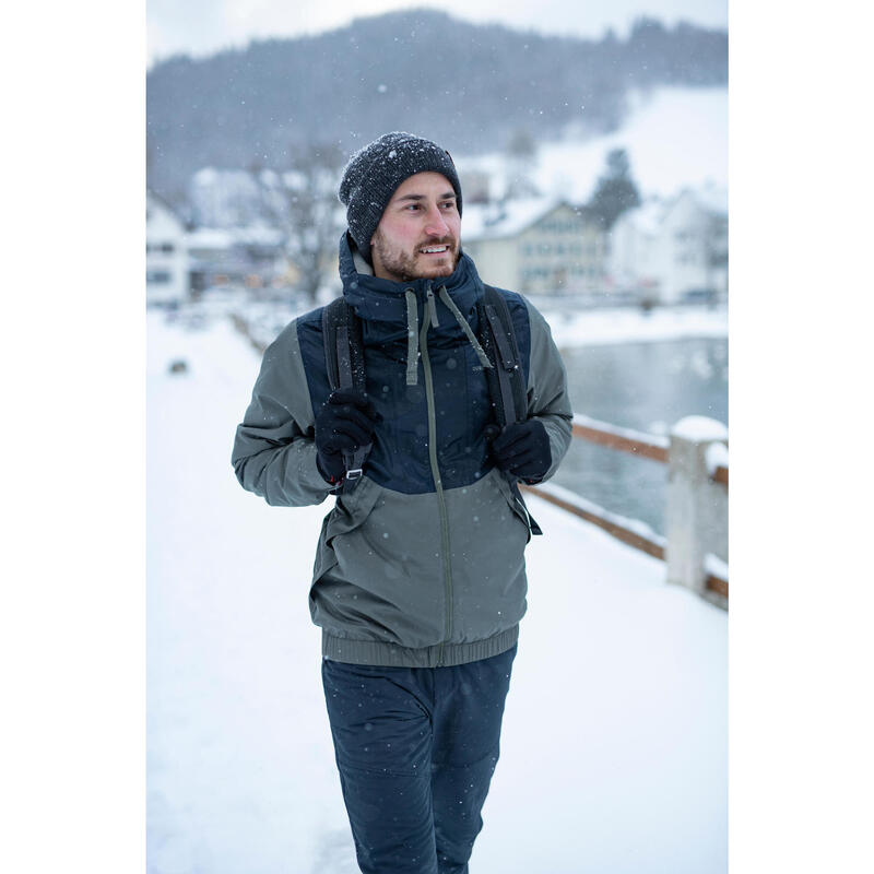Pantalon Iarnă Călduros Hidrofob Drumeție pe zăpadă SH100 Kaki Bărbați
