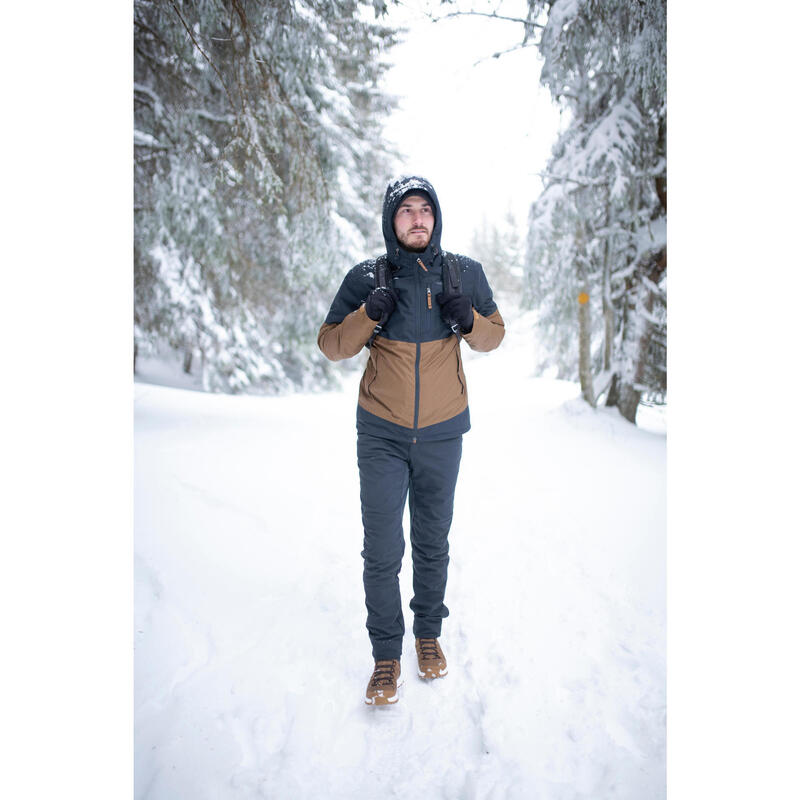 Pantalon Iarnă Călduros Hidrofob Drumeție pe zăpadă SH100 Kaki Bărbați