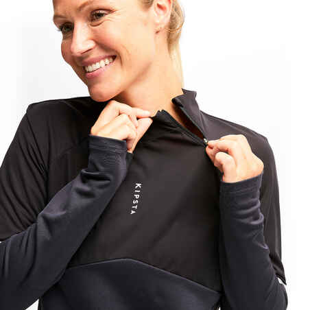 T500 Women's Football Training Sweatshirt - Black