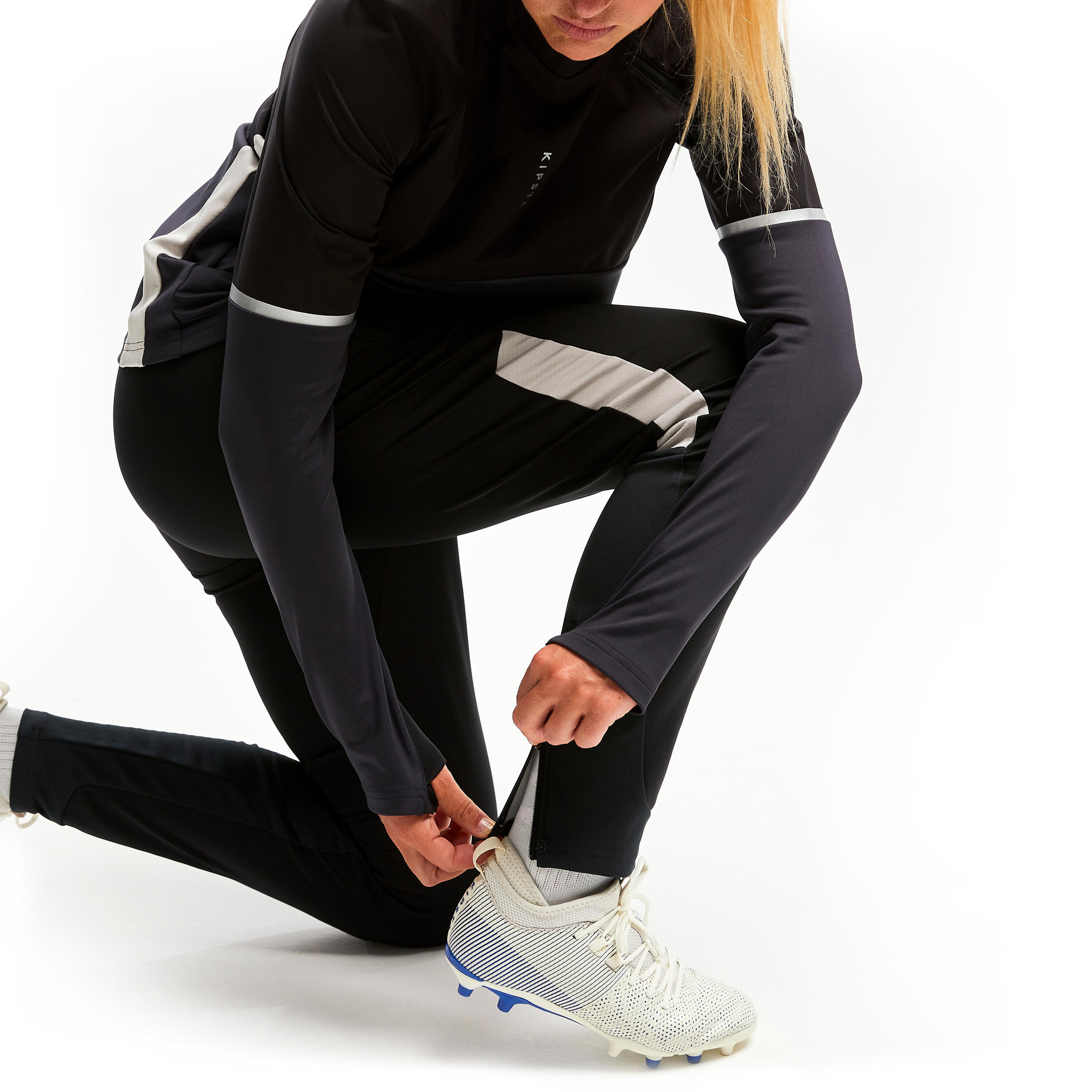 Pantalón de entrenamiento de fútbol  T500 mujer negro 7/10