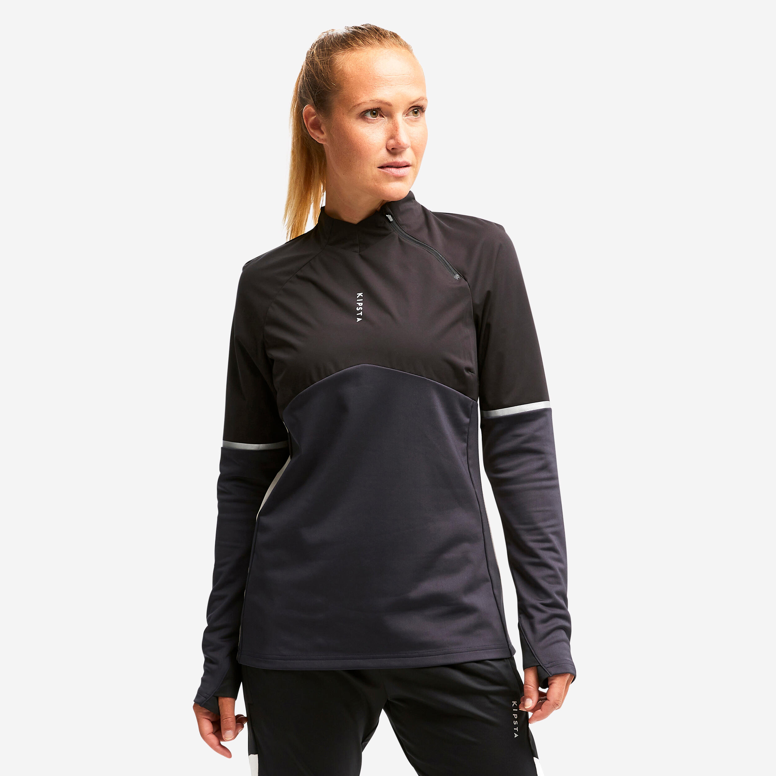 T500 Women's Football Training Sweatshirt - Black 2/10