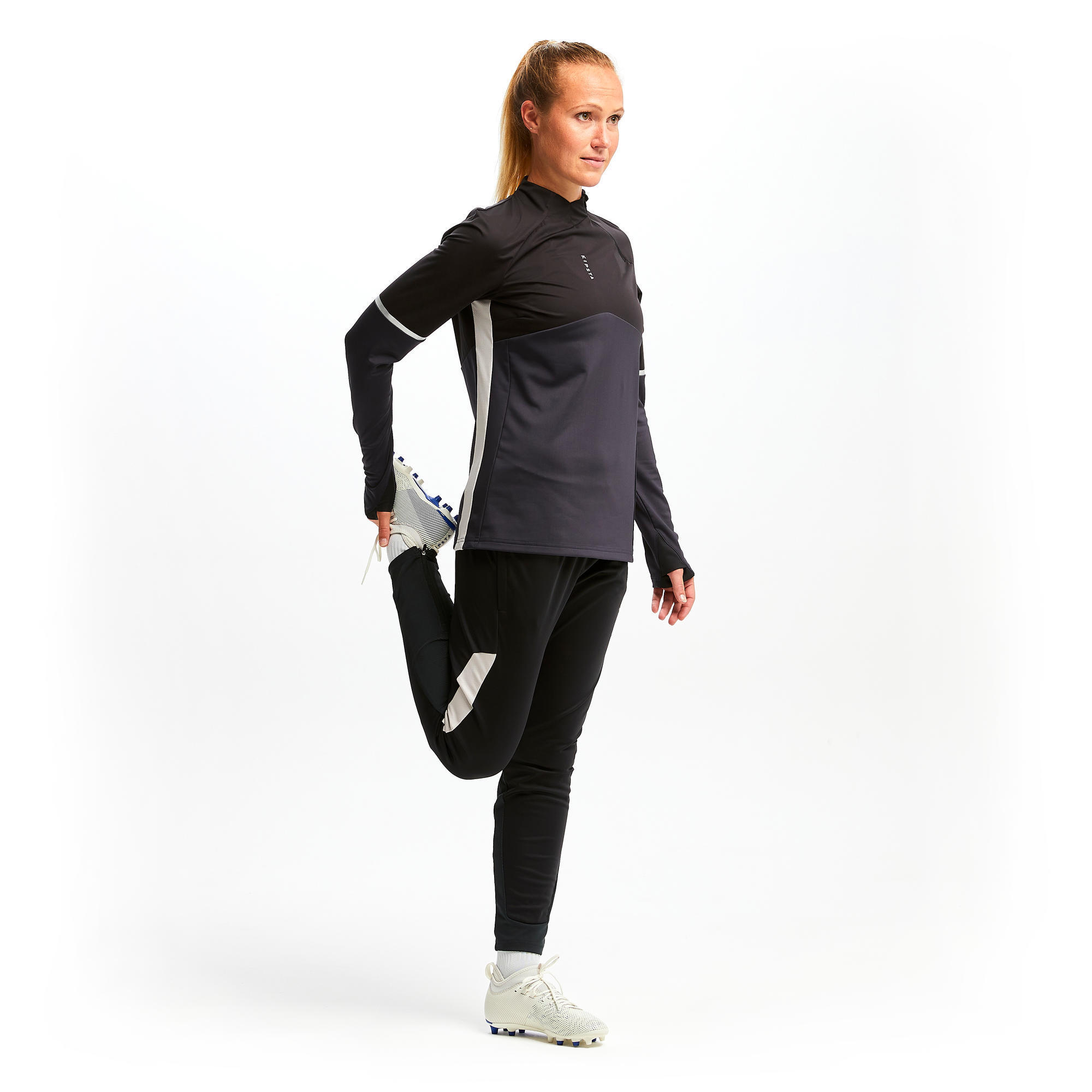 Women's T500 soccer training sweatshirt black