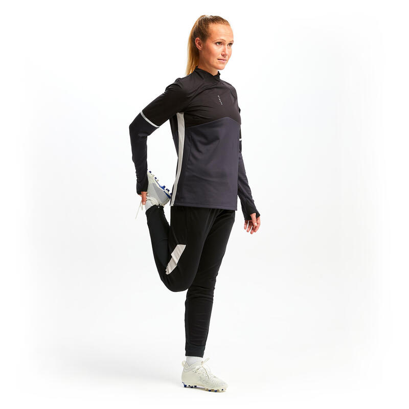 Trainingssweater voor voetbal dames T500 zwart