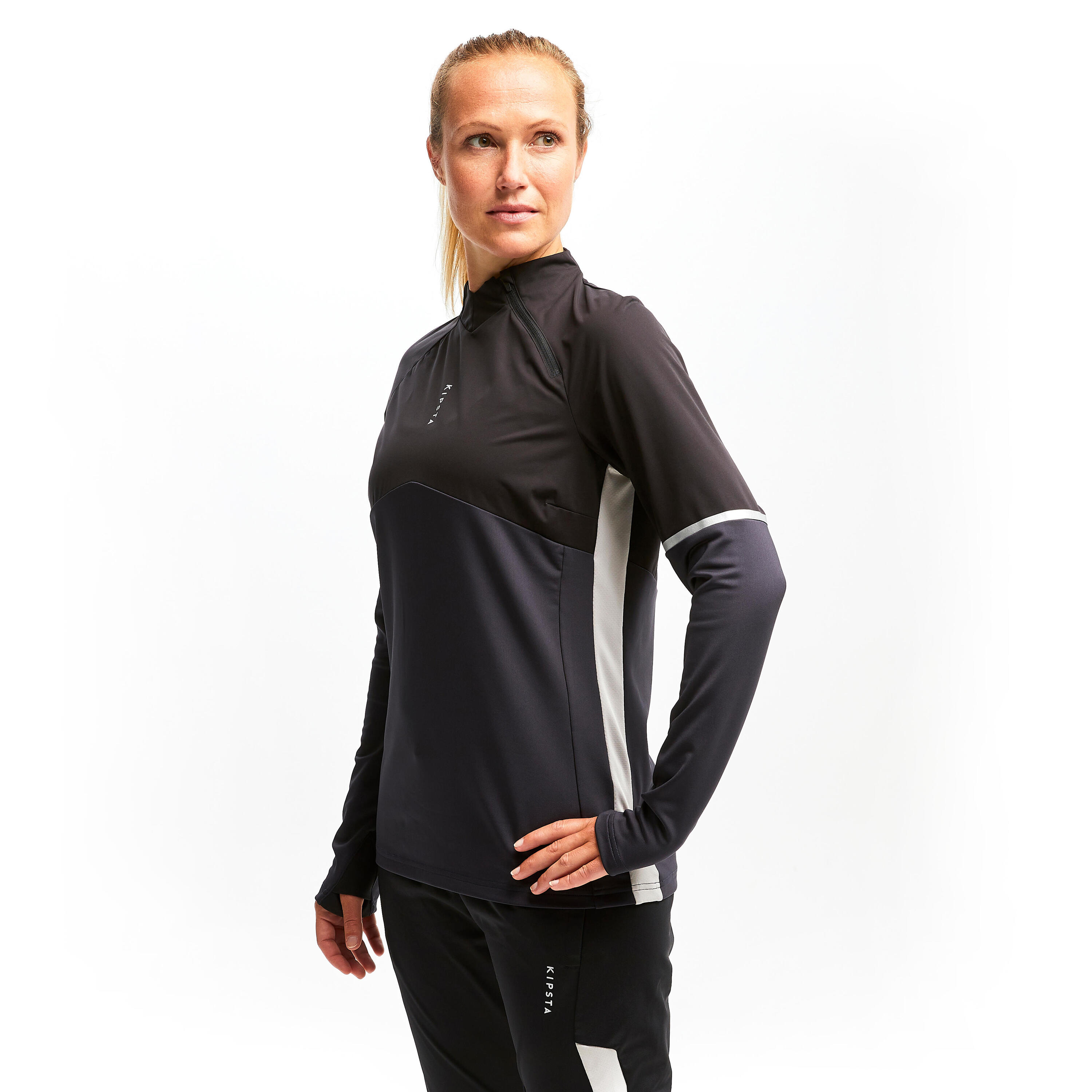 T500 Women's Football Training Sweatshirt - Black 2/9