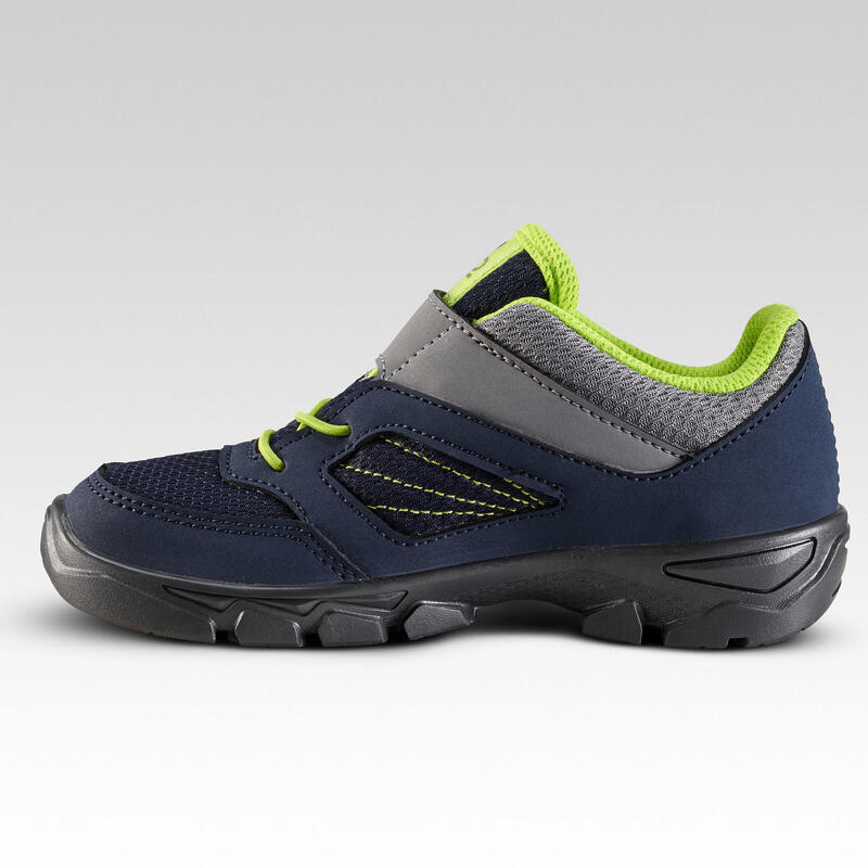 兒童款魔鬼氈低筒健行鞋MH100 （英國尺寸2到10號）－藍色