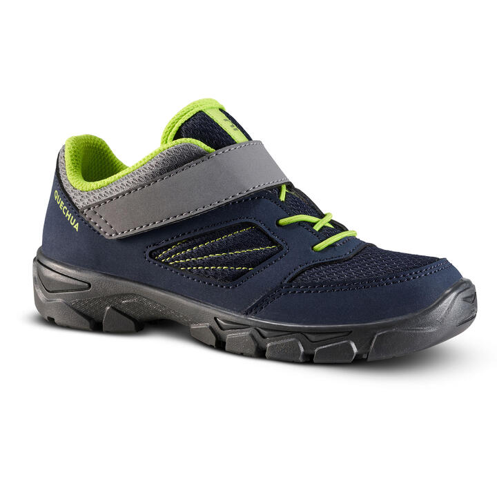 KIDS’ HIKING SHOES WITH RIP-TAB MH100 FROM JR SIZE 7 TO ADULT SIZE 2 BLUE