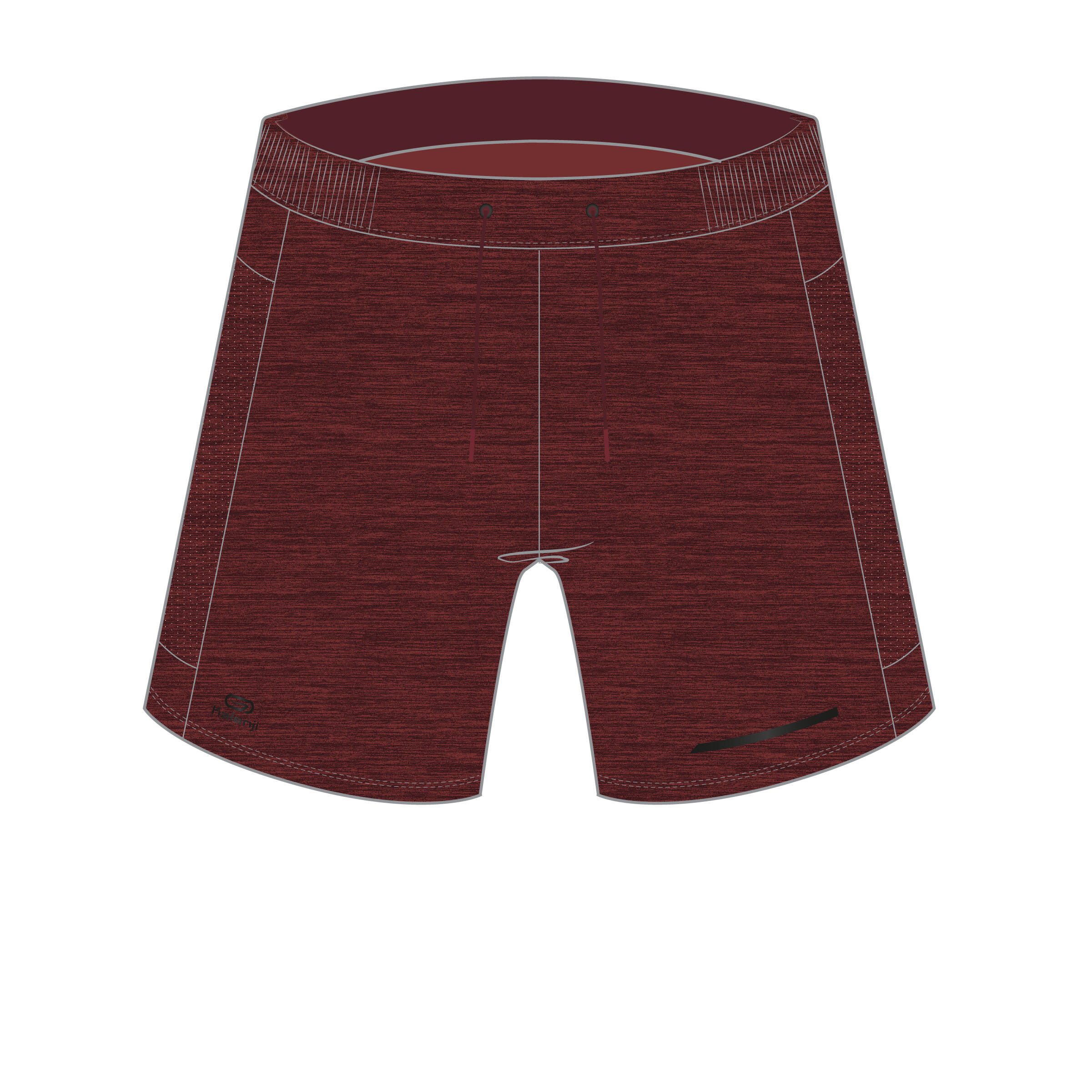 KALENJI DRY+ MEN'S BREATHABLE RUNNING SHORTS - MOTTLED BURGUNDY 4/8