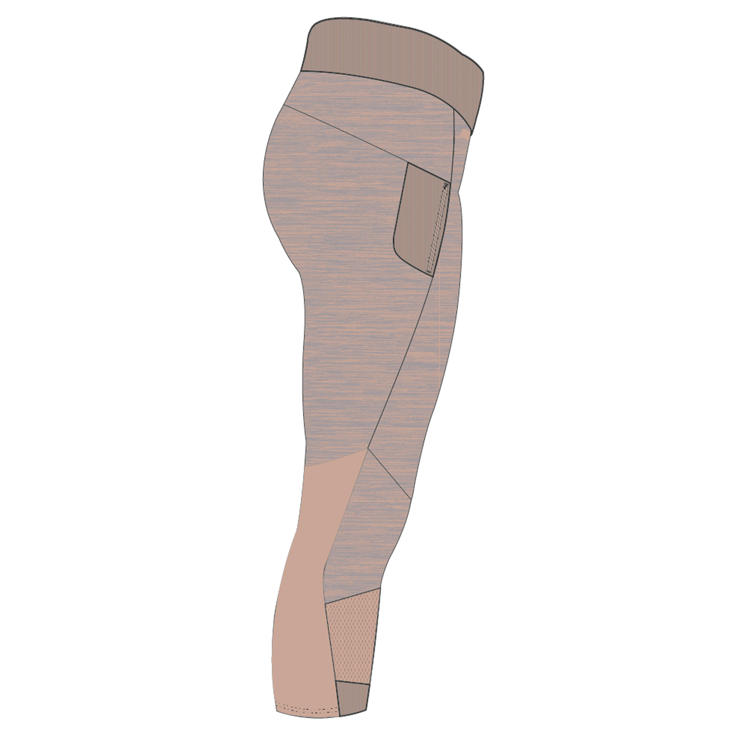 Women's short running leggings Dry+ Feel - beige 15/18
