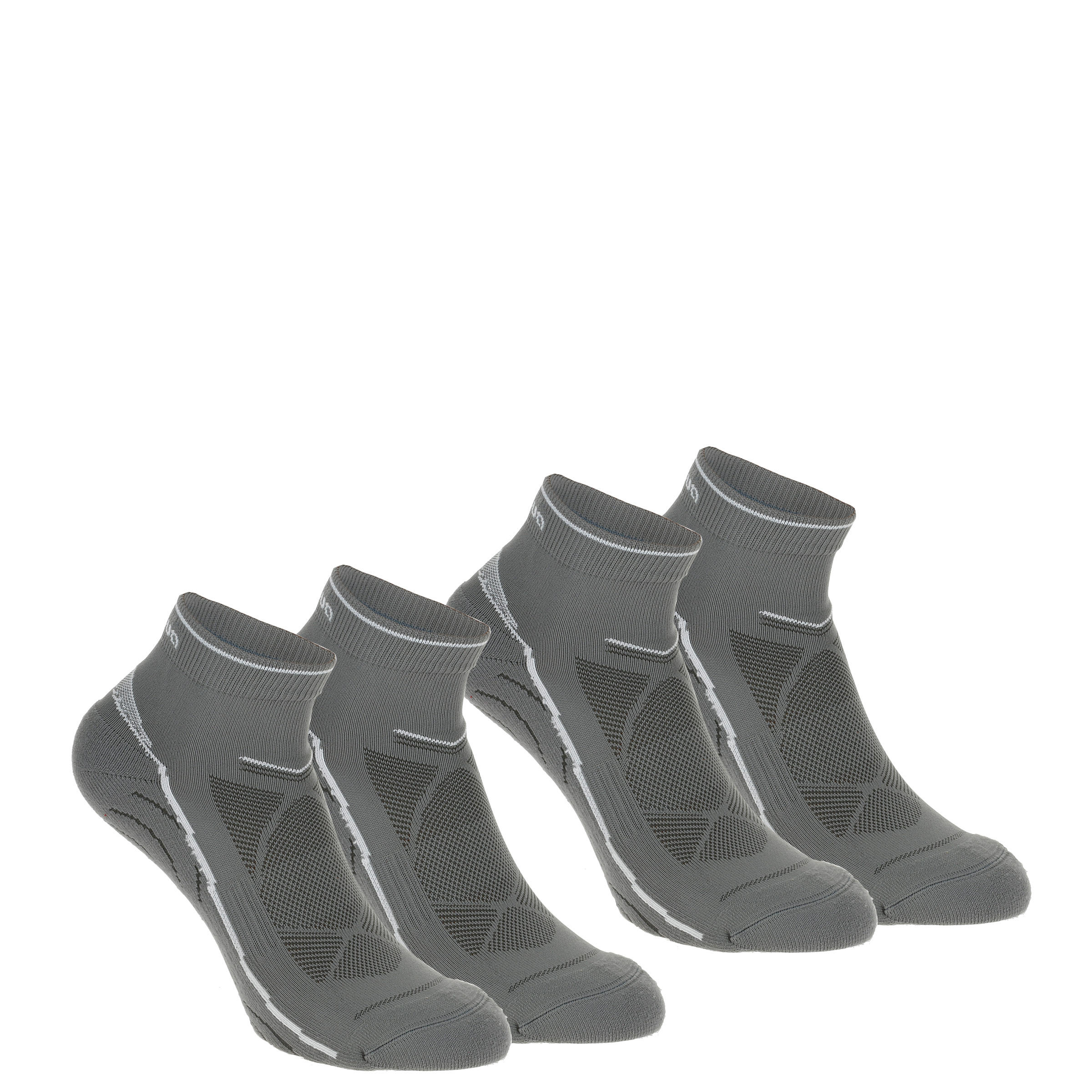 Forclaz 100 adult low cut hiking socks 2 pairs - grey. 1/8
