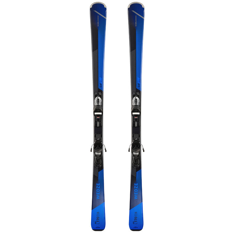 Schiuri cu legături schi pe Pârtie BOOST 500 Negru-Albastru Bărbați