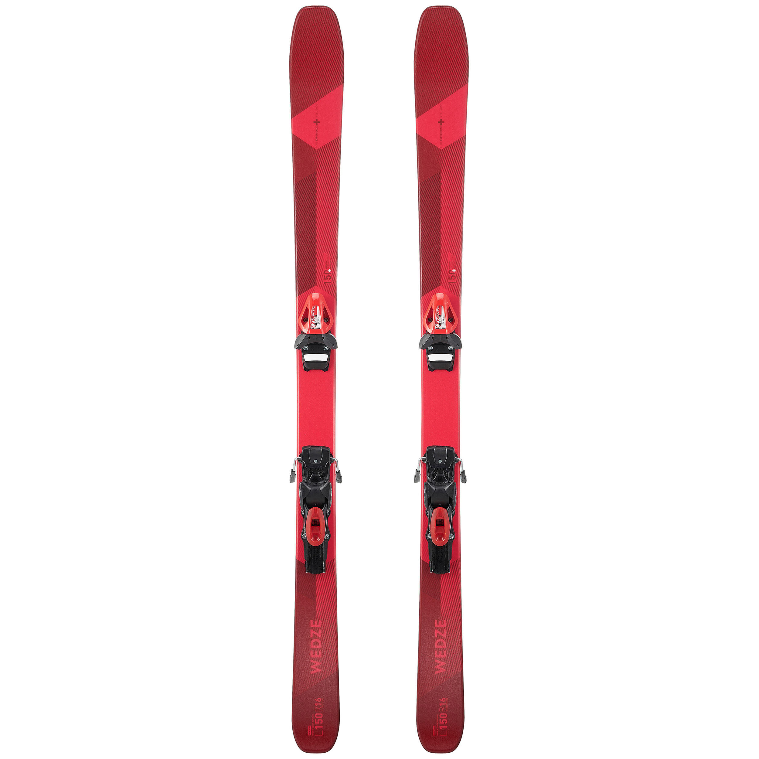 WEDZE MEN'S DOWNHILL SKI WITH BINDING - CROSS 150+ - RED AND BURGUNDY