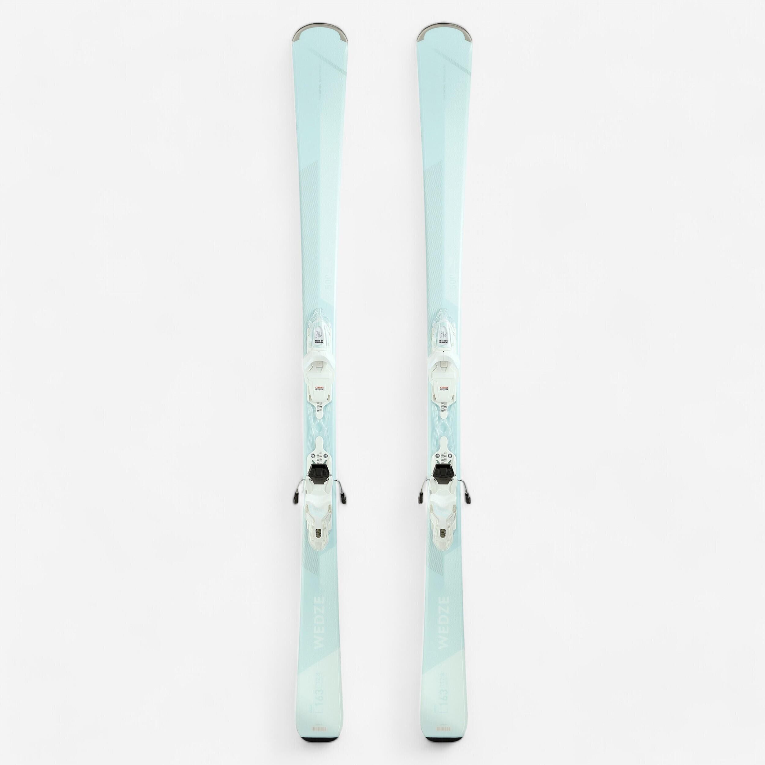 WEDZE WOMEN'S ALPINE SKIS WITH BINDING - BOOST 500 - BLUE GREEN