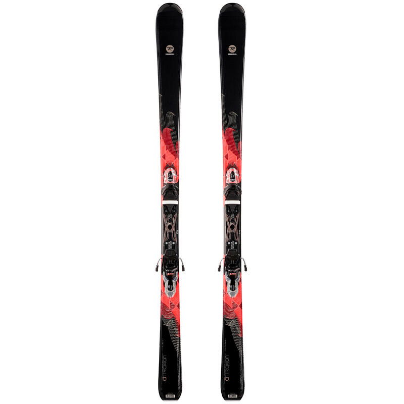 SKI DE PISTE FEMME AVEC FIXATION / ATTRAXION NOIR ET ROSE