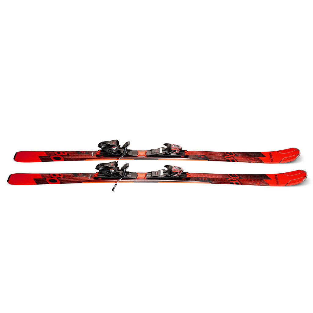 MEN'S PISTE SKI WITH BINDING EXPERIENCE 80 - ORANGE AND BLACK