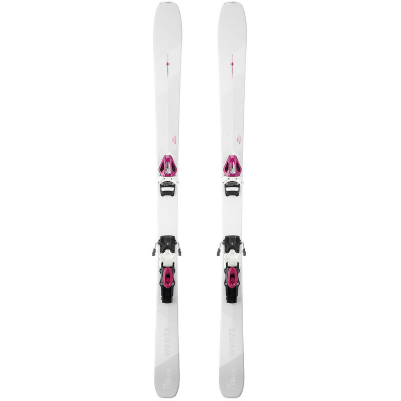 SKI DE PISTE FEMME AVEC FIXATION / CROSS 150+ BLANC ET VIOLET