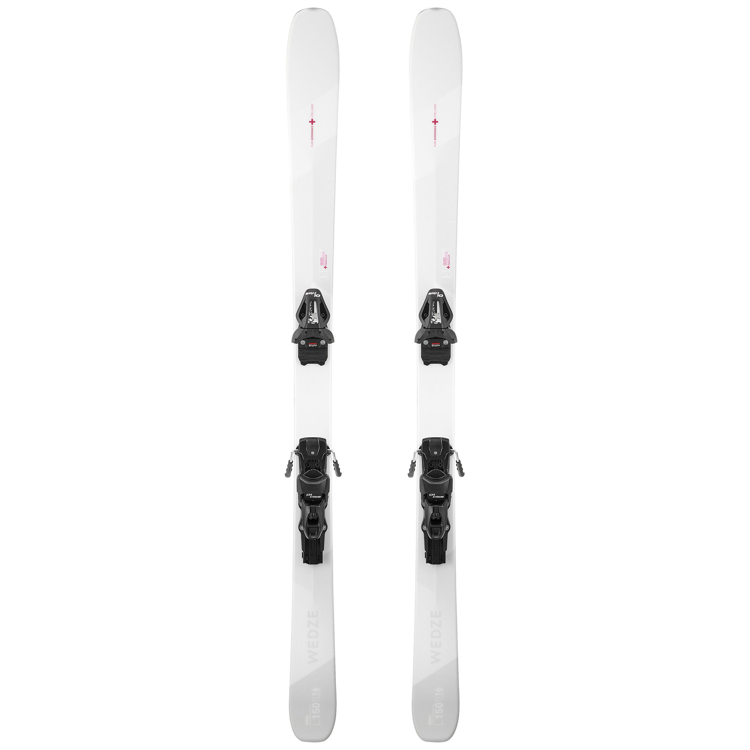 Wedze Downhill Skis with Bindings - Cross 150+ White Decathlon