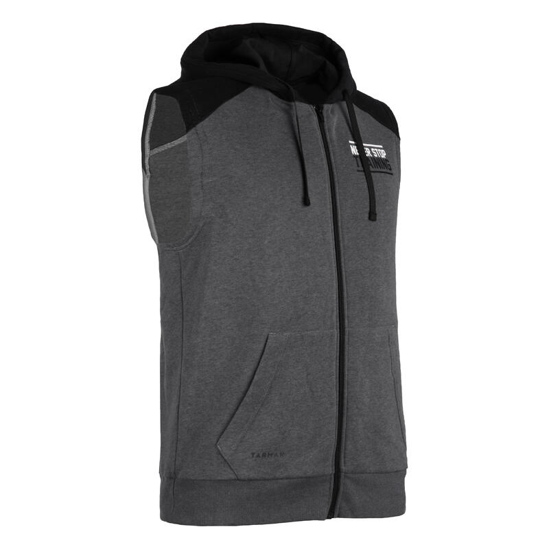 Sweatshirt mit Kapuze Basketball J100 ohne Ärmel Damen/Herren grau