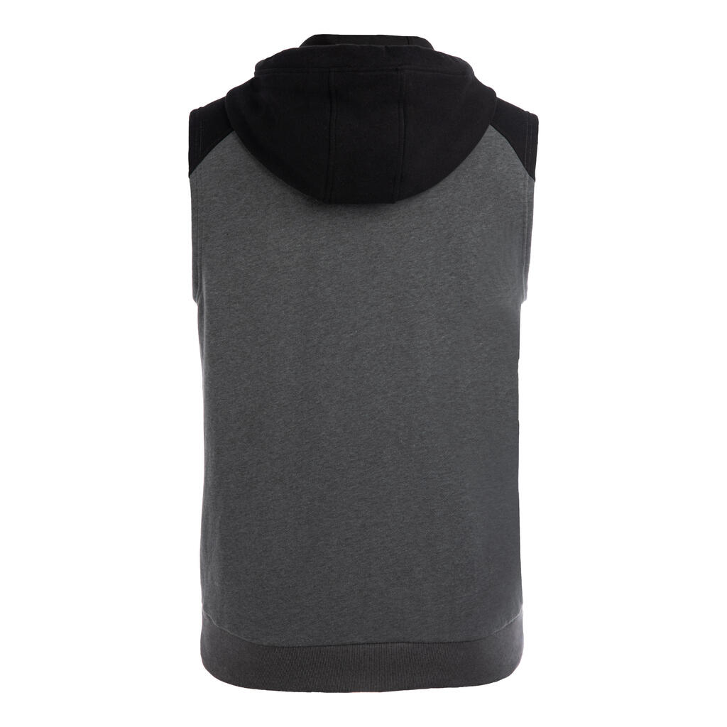 Damen/Herren Sweatshirt mit Kapuze Basketball J100 ohne Ärmel grau