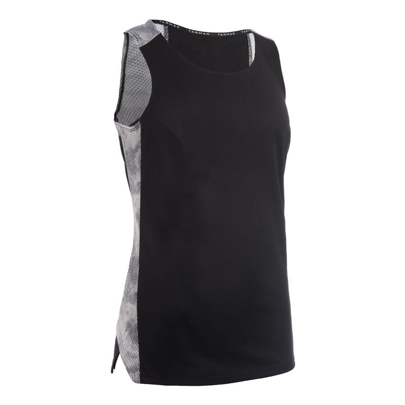 MAILLOT SANS MANCHE DE BASKETBALL POUR FEMME NOIR GRIS T500