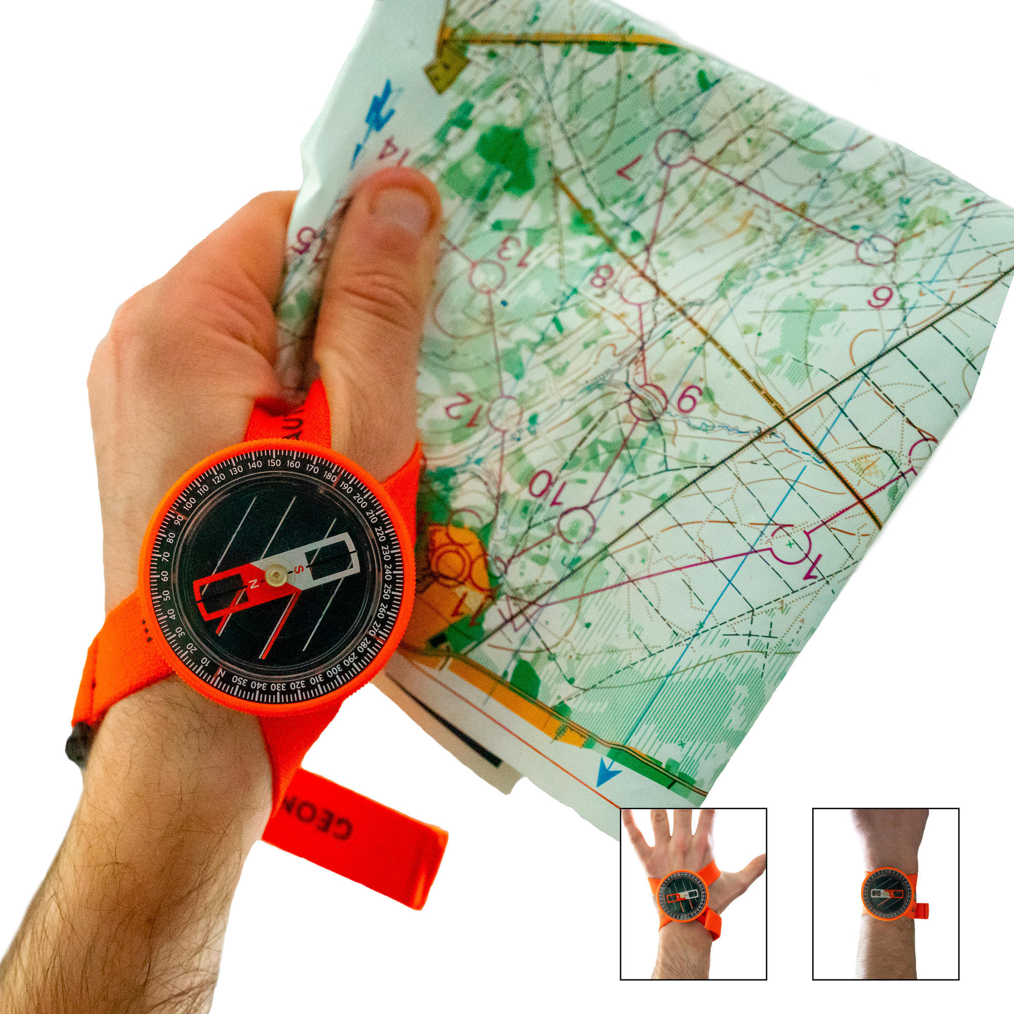 FAST and STABLE compass for MULTISPORT raids orange and black HANDLEBAR compass