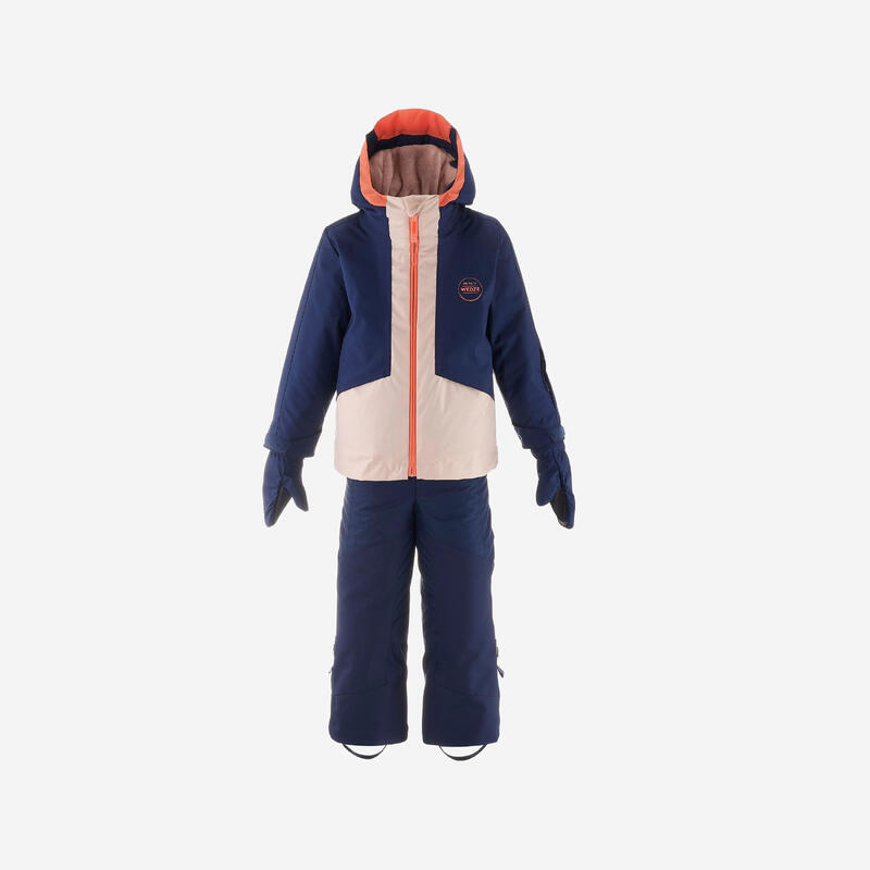 Combo de ski enfant chaud et imperméable 580 - bleu et rose