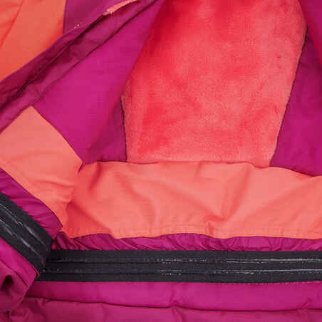 KIDS' WARM AND WATERPROOF SKI JACKET 500 PULL'N FIT PURPLE / CORAL