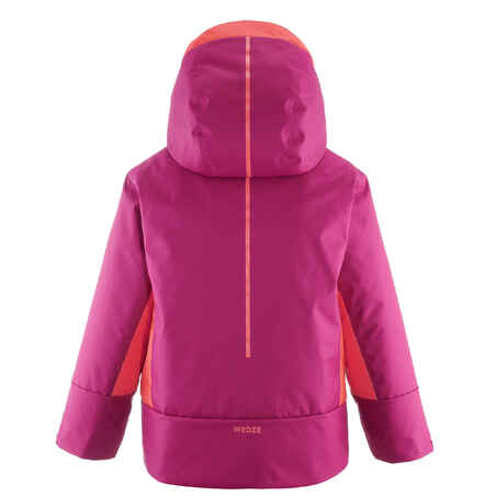 KIDS' WARM AND WATERPROOF SKI JACKET 500 PULL'N FIT PURPLE / CORAL
