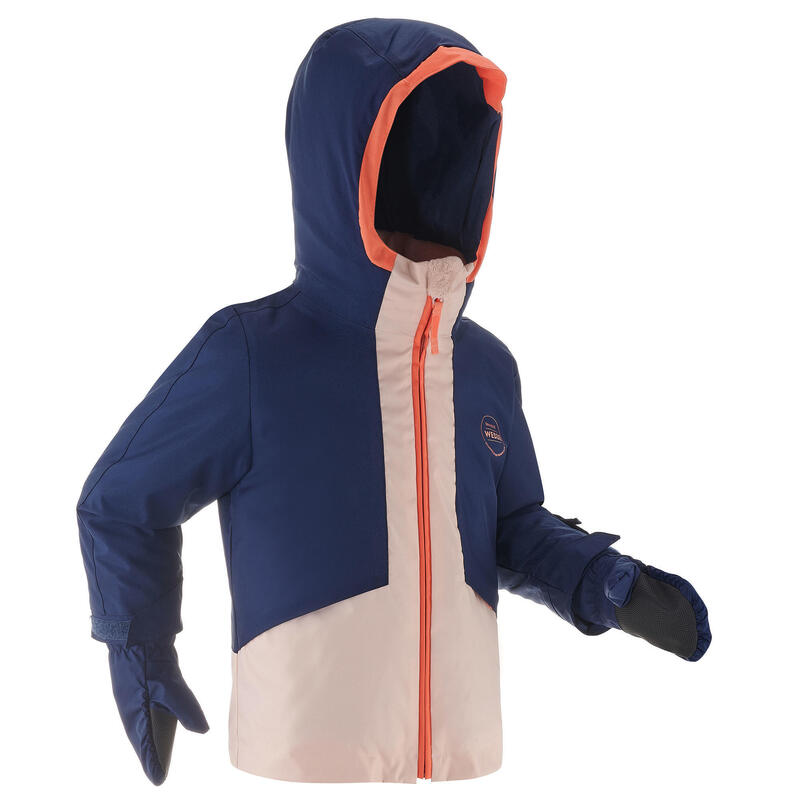 COMBO DE SKI ENFANT CHAUD ET IMPERMEABLE 580 ROSE / MARINE