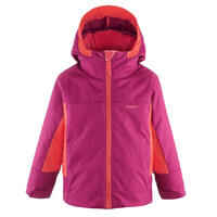 KIDS' WARM AND WATERPROOF SKI JACKET 500 PULL'N FIT PURPLE / CORAL