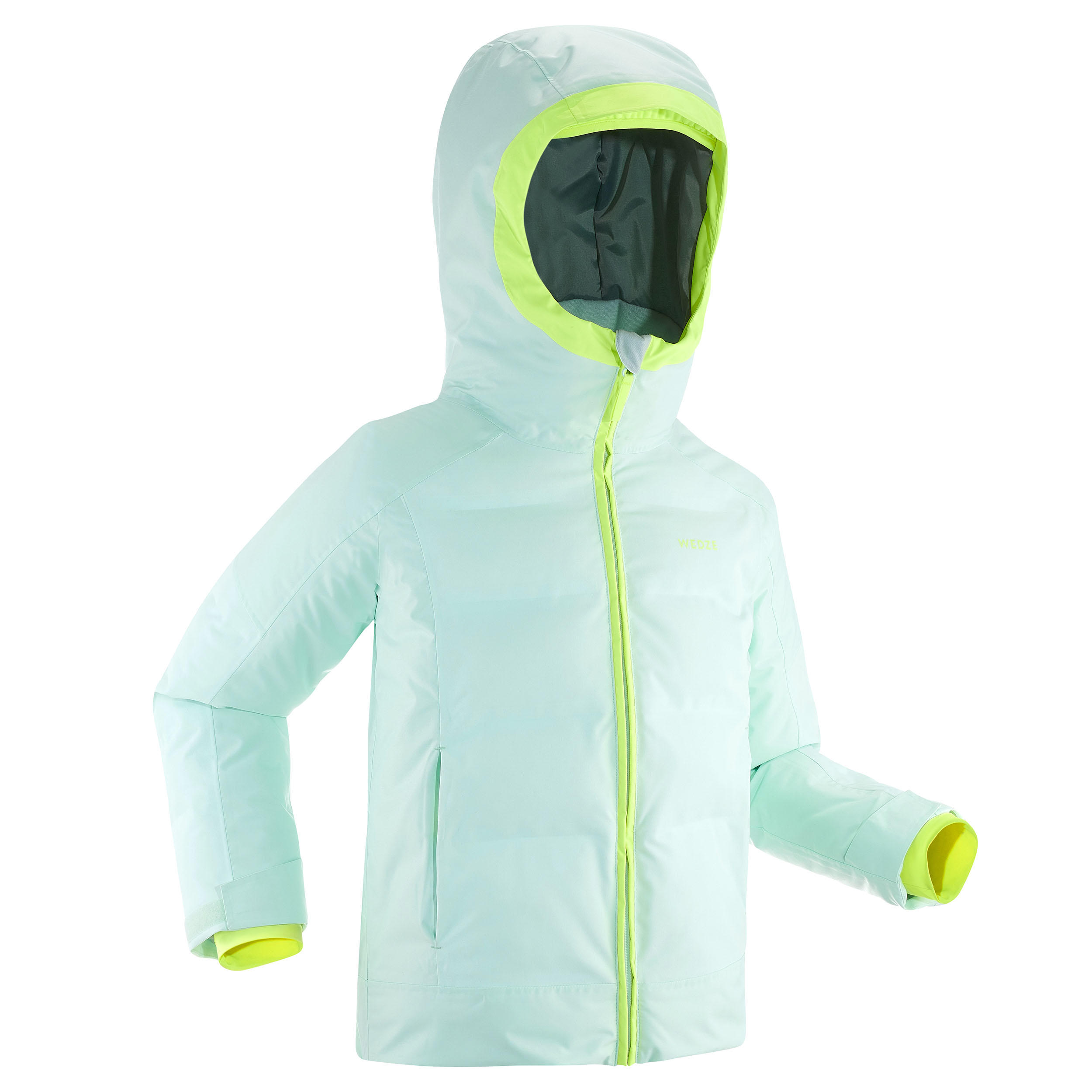 KIDS’ EXTRA WARM AND WATERPROOF PADDED SKI JACKET - 580 WARM SEA GREEN 1/9