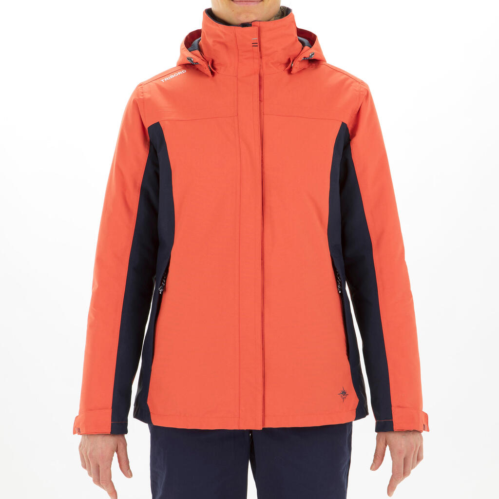 Regenjacke Segeln Damen wasserdicht Winter warm 100  blaugrau