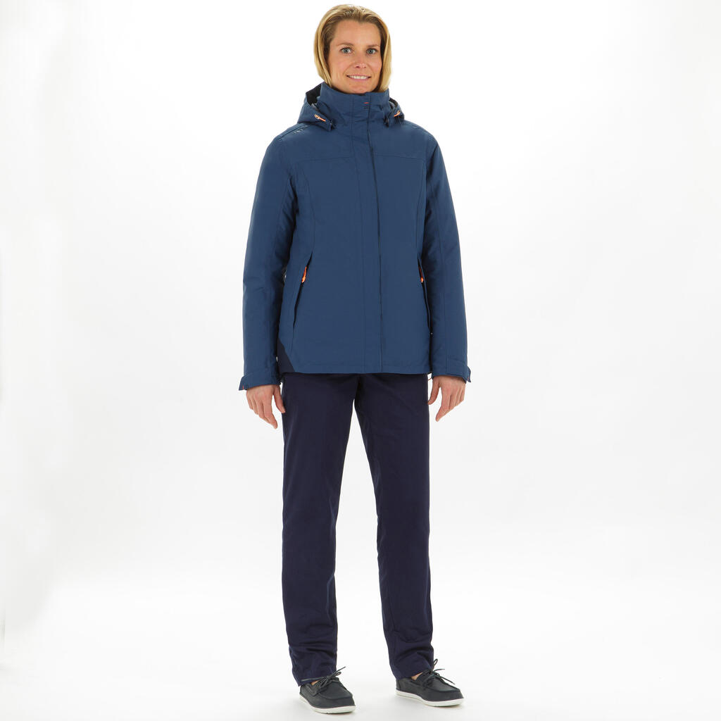 Regenjacke Segeln Damen wasserdicht Winter warm 100  blaugrau