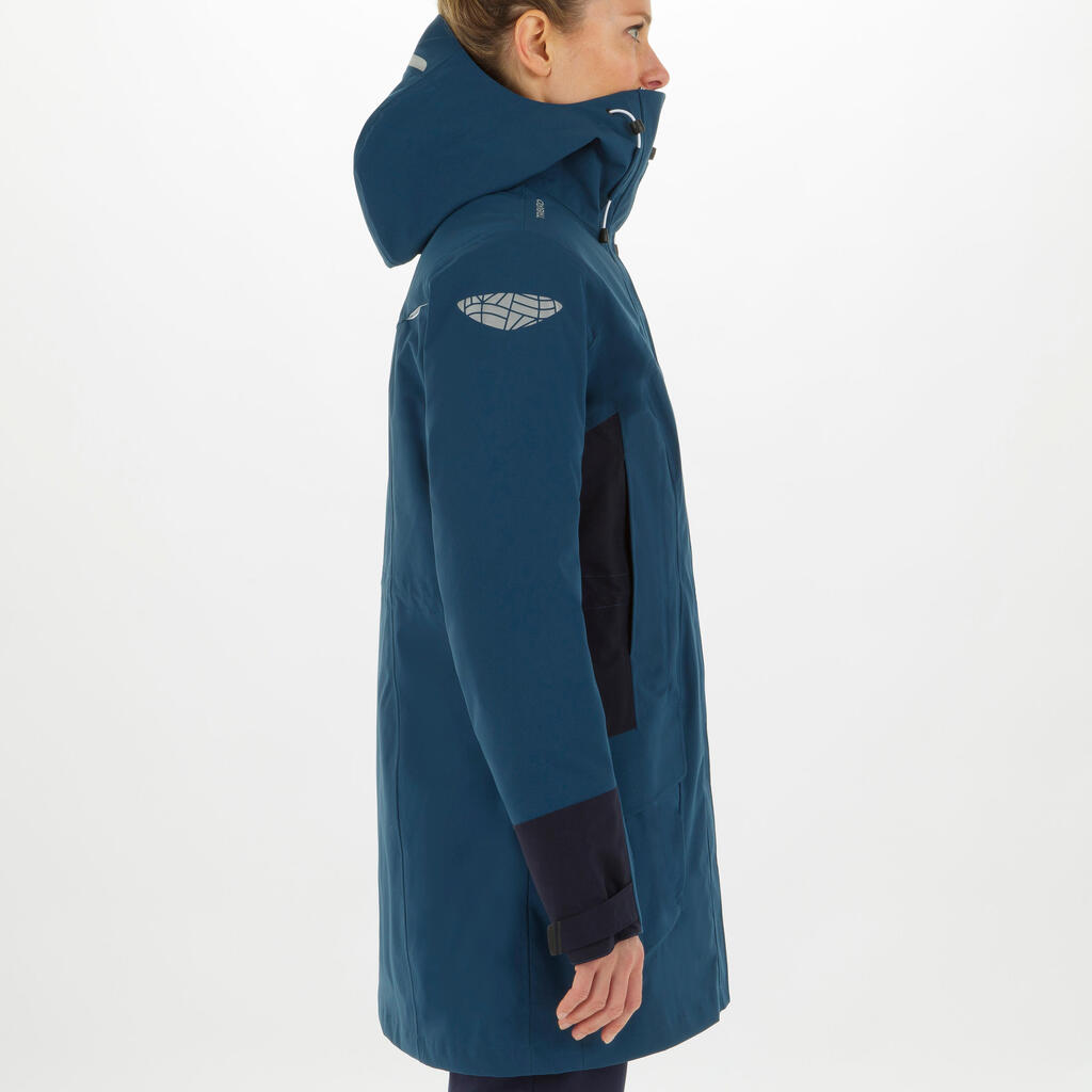 Regenjacke Parka Segeln Damen wasserdicht 500 blau/schwarz