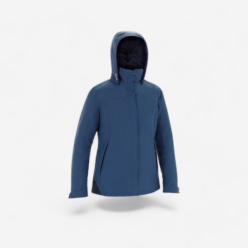Regenjacke Segeln Damen wasserdicht Winter warm 100 blaugrau