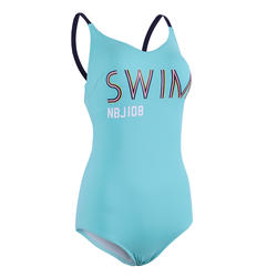 Women's Swimming low-cut One-Piece Swimsuit Riana - Green turquoise