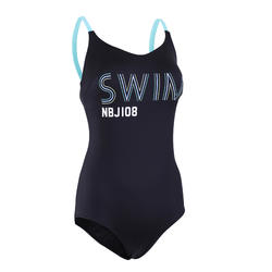 Women's Swimming low-cut One-Piece Swimsuit Riana - black