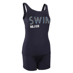 Women's Swimming One-Piece Tankini Swimsuit Heva - Black and print