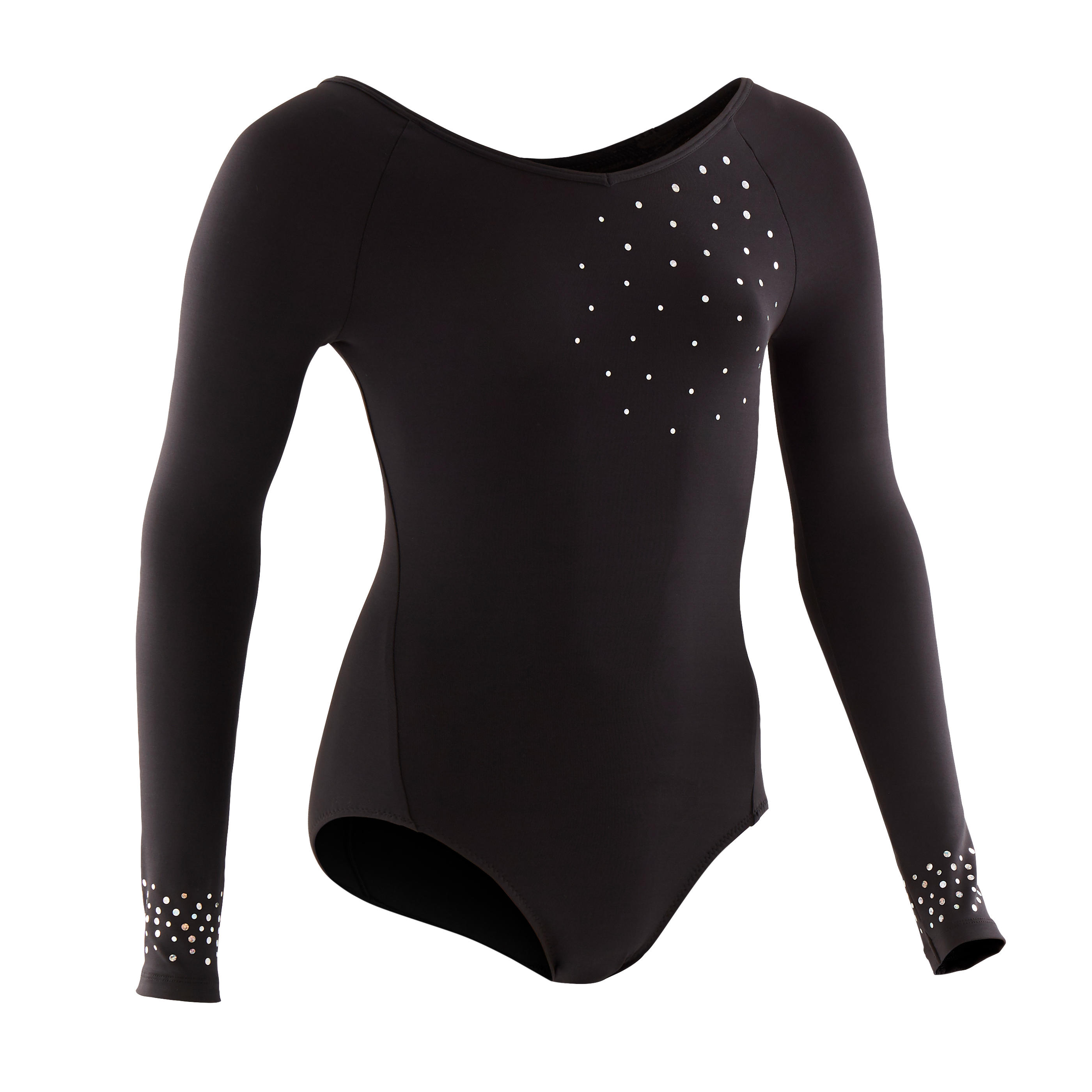Maillot de manga larga gimnasia niña negro 500 6/11