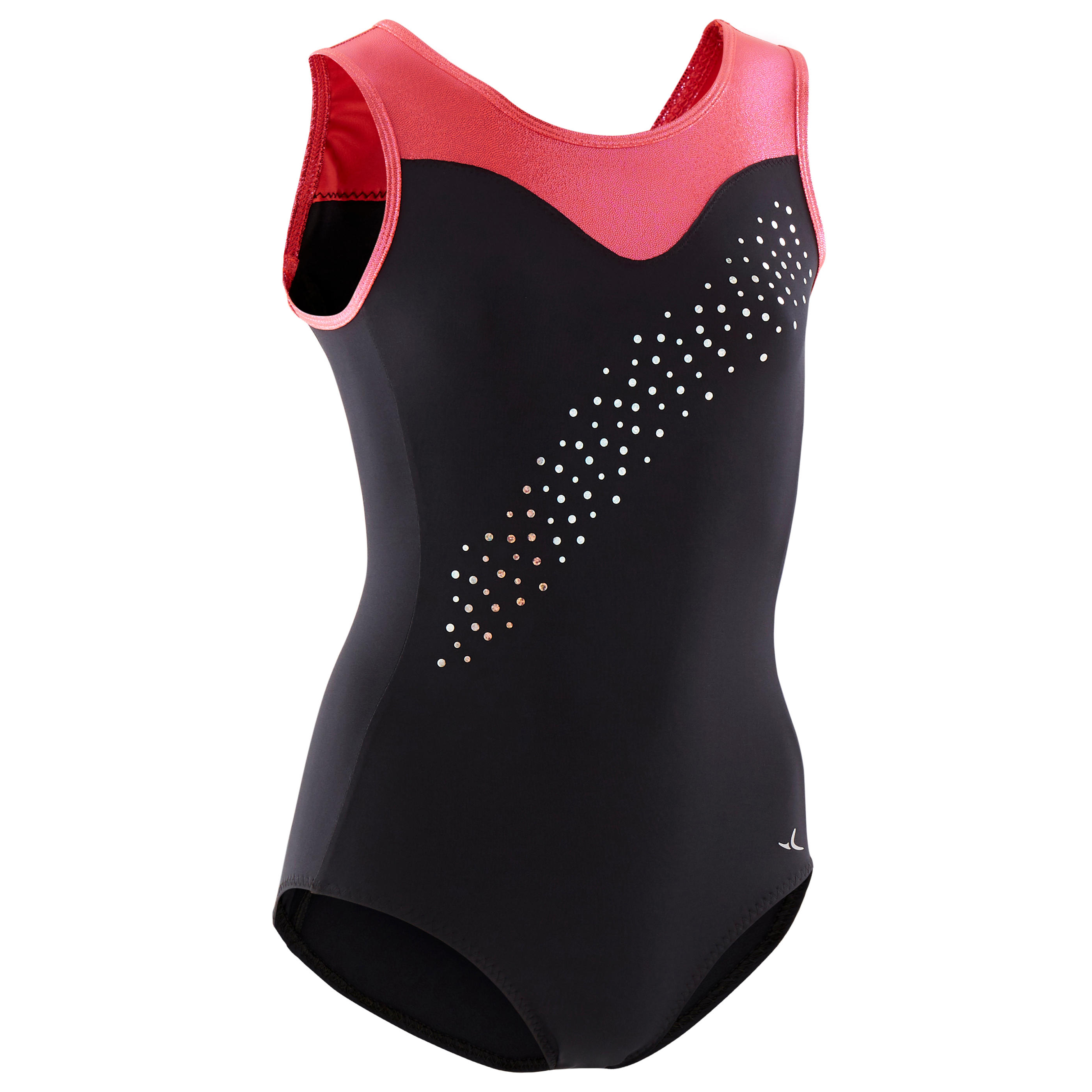 Girls' Artistic Gymnastics Sleeveless Leotard - Black/Pink 1/4