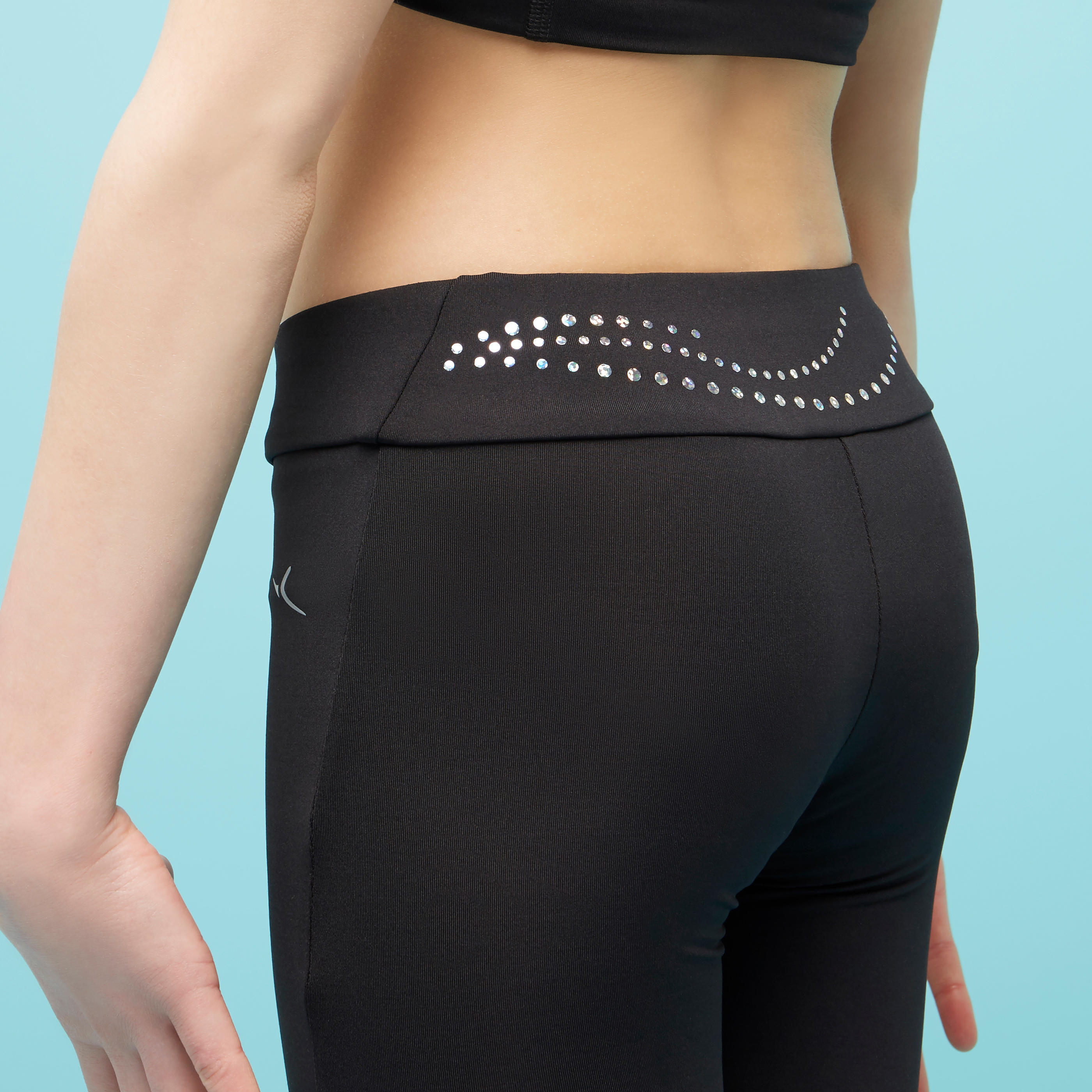 Girls' Gym Leggings 500 - Black 5/10