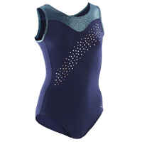 Girls' Artistic Gymnastics Sleeveless Leotard - Turquoise