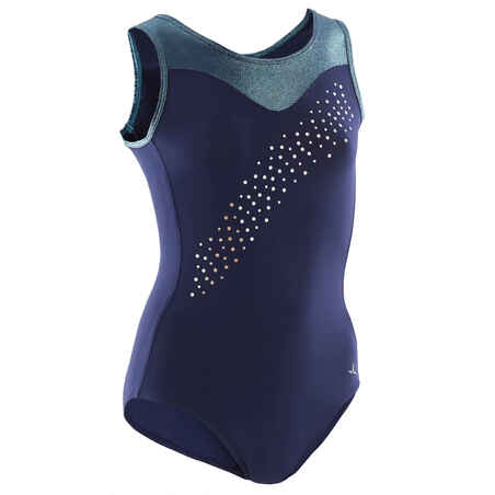 Girls' Artistic Gymnastics Sleeveless Leotard - Turquoise