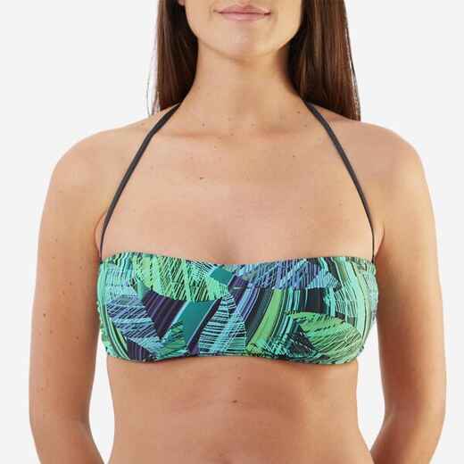 
      JUNGLE bandeau, neck and back ties, detachable cups and neck fastener
  