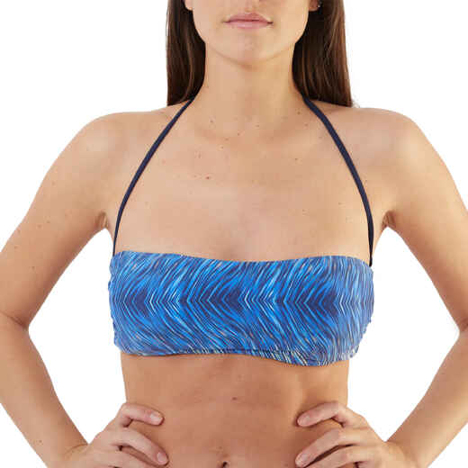 
      WAVES bandeau, neck and back ties, detachable cups and neck fastener
  